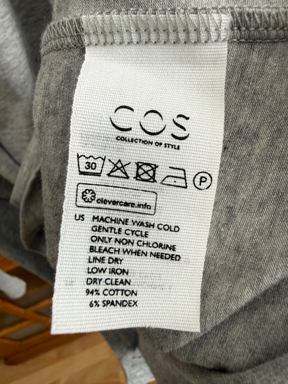 COS Grey Cotton Stretch Long Sleeve Thumbhole Top Size M - Picture 6 of 7